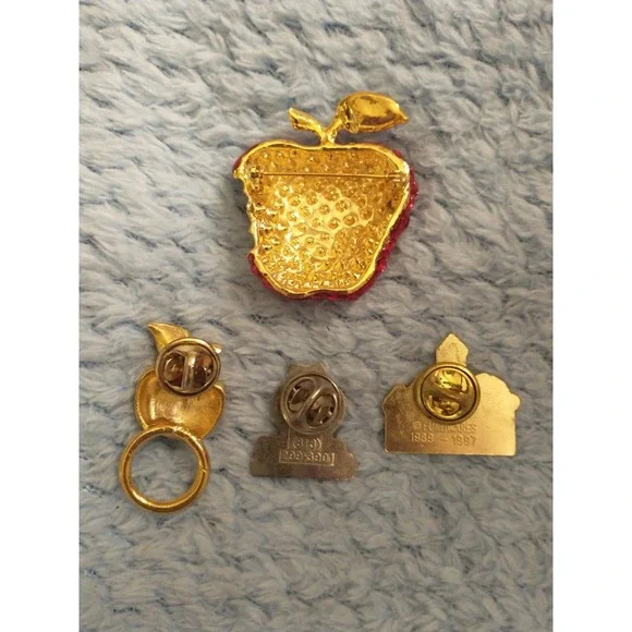 Lot Of 4 Vintage Apple Teacher Brooch Pin - Picture 6 of 6